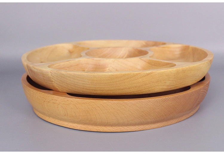 Round Wood Fruits Tray for Decor, Decorative Serving Tray, Round Tray for Kitchen Counter, Wooden Tray for Coffee Table, Living Room