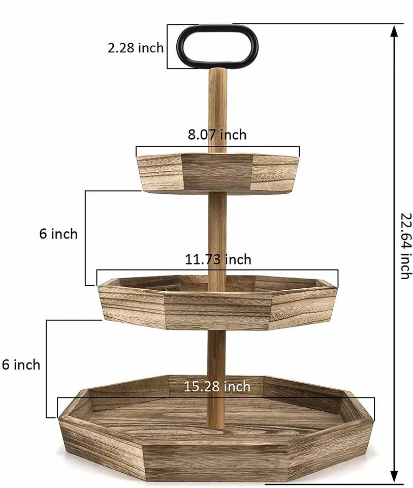 Wooden/Wood 3 Tier Wedding/Party Decorative Tray for Fruit/Cupcakes