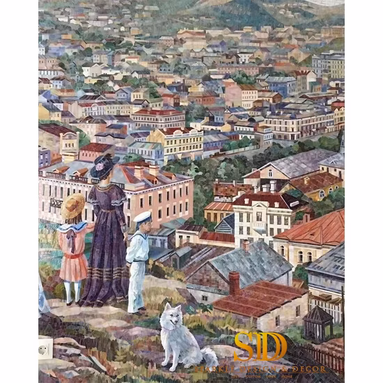 Colorful Stained Glass Mosaic Mural Customized Glass Mosaic Artwork for Sale