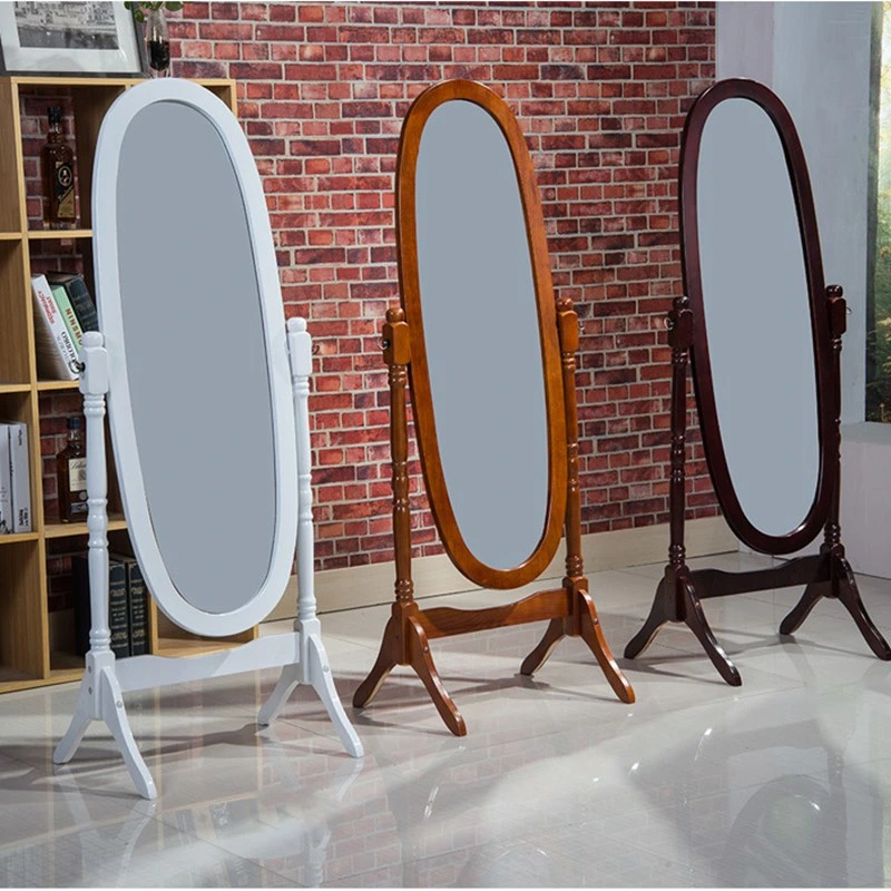 High-End Retro Mirror Floor Full-Length Mirror Solid Wood Mirror Vanity Mirror