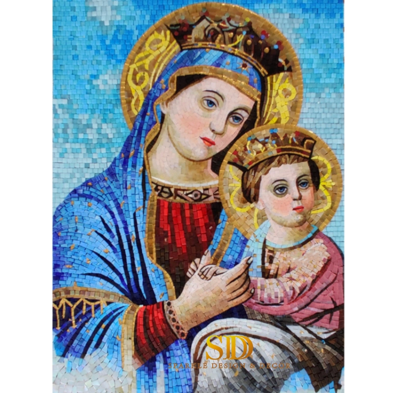 Master Glass Mosaic Artwork Religious Christian Glass Mosaic Murals with Frame for Wall Decoration