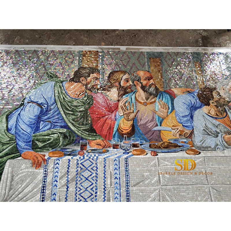 Hand Made Customized Religious Glass Mosaic Murals Last Supper for Church