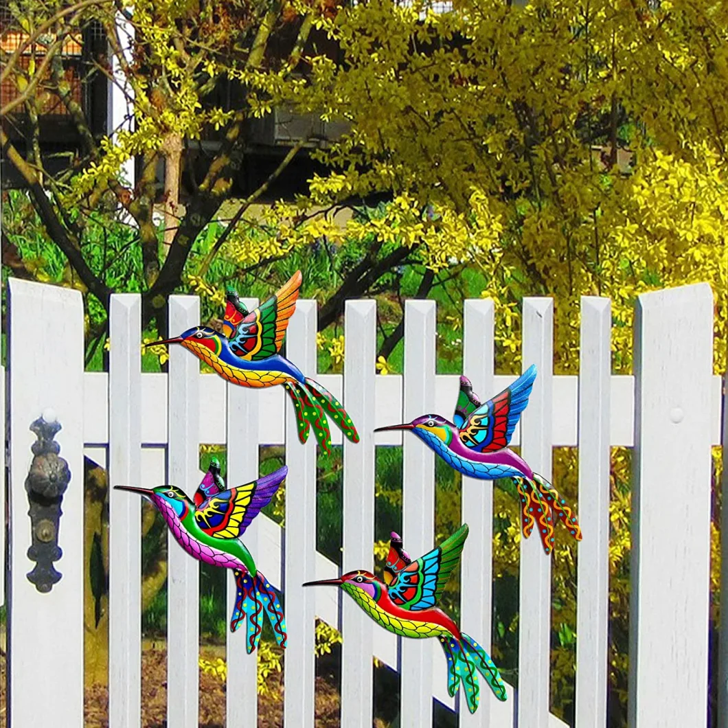 4pack Metal Colorful Hummingbird Wall Art Decorative Birds